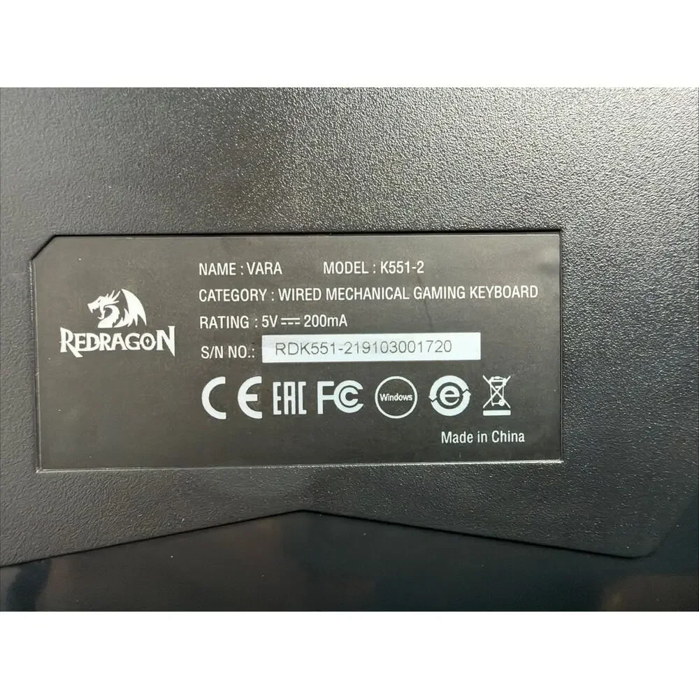 Redragon Vara K551-2 Mechanical Wired USB Illuminated Keyboard English Black